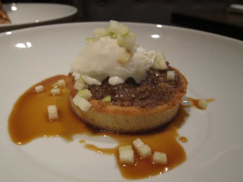 Hot Chocolate - Apple Tartlet - apples, brown butter cheesecake, streusel, dulce de leche hard cider sauce, sour cream sorbet.JPG